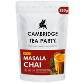 Cambridge Tea Party Gold Masala Chai - 250gm, 8.8 Ounce | 8 Spices CTC Chai Patti Tea Powder - Fresh Flush Whole Leaf Loose Tea | Caffeine Free